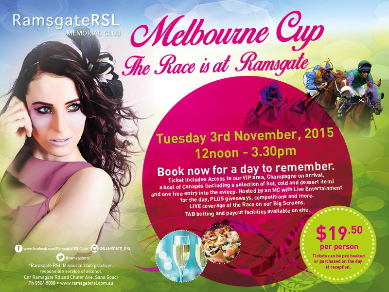 ramsgatersl's tweet photo. Tuesday 3rd November. Come on into @ramsgatersl for #MelbourneCup #VIP, #Champagne, #canapés, #giveaways 0295048000 http://t.co/KI7eYPeESu
