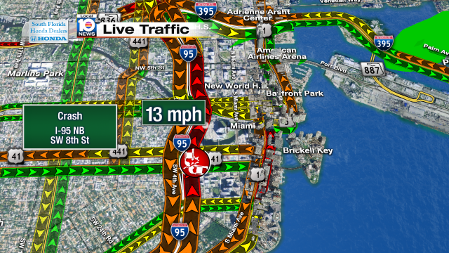 Crash on I-95 NB at SW 8th St. Speeds at 13mph #traffic #miami @JeniseFernandez http://t.co/eBkxM6iJVC