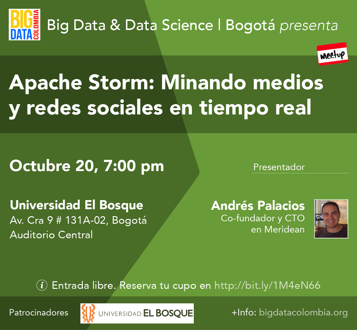 ColombiaAI's tweet photo. El próximo Martes 20: Apache Storm. Minando redes sociales en tiempo real en la @UElBosque http://t.co/gYrC9mrtmt http://t.co/SELPwvIl8N