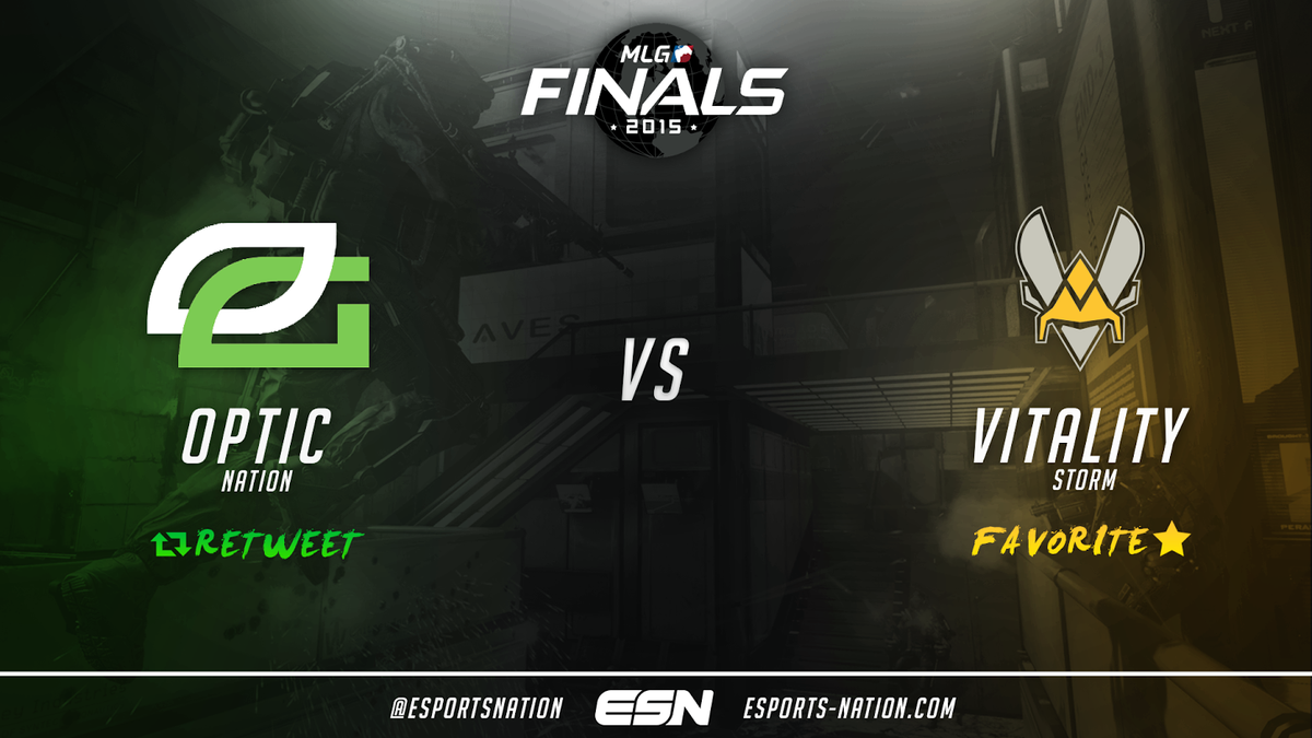 EsportsNation's tweet photo. Up next on the bravo stream will be @OpTicGaming.Nation taking on @Team_Vitality! #MLGFinals 

RT ON
FAV Vitality http://t.co/qkcgILo5Sh