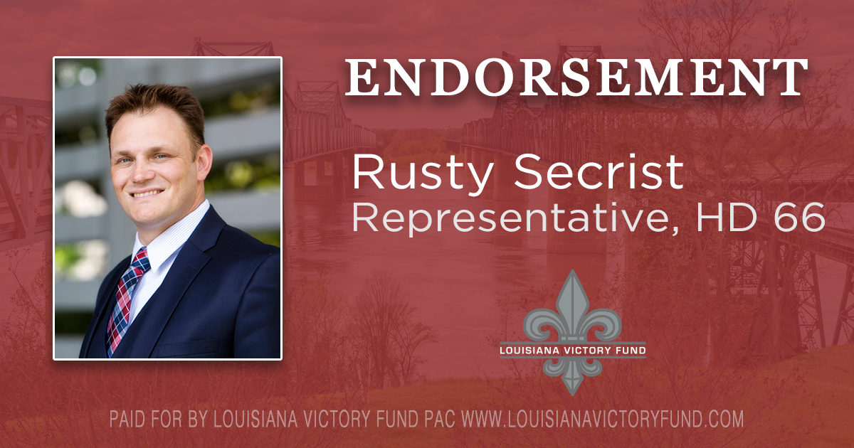 LAVictoryFund's tweet image. We're proud to endorse @RustySecristLA in his bid for the #LAHD66 race. #LaGov #LaElex #LaLege