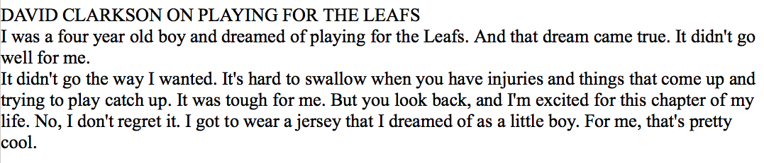 kevin_mcgran's tweet photo. David Clarkson has no regrets about signing with #Leafs now that he’s a #BlueJa http://t.co/bM6IO7qP8z