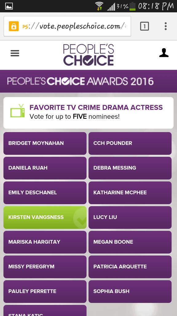 Elianapap's tweet photo. @Vangsness Voting for you! 👏🏼 http://t.co/aU1ArPqxFC