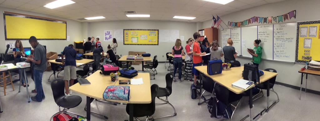 MrsSmithNavo's tweet photo. Students up and about solving inequality problems around the room. #movement #notimetosit @Navo_DISD http://t.co/ZHf8dSdcNR