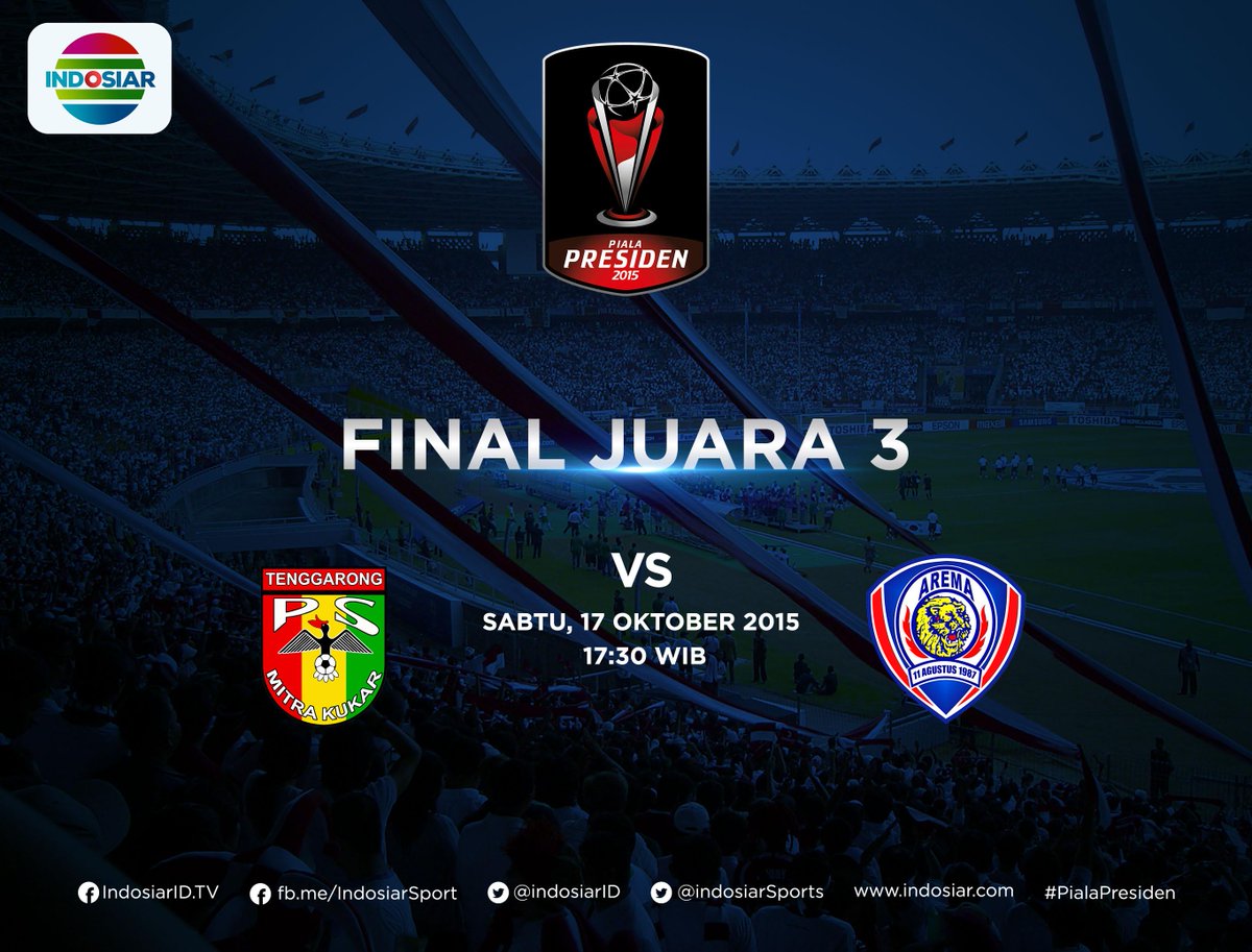 Indosiar's tweet photo. Sudah siap mendukung Mitra Kukar dan Arema Cronus? Nantikan pertandingannya di #PialaPresiden pkl 17.30 WIB http://t.co/juQmZyBUcM