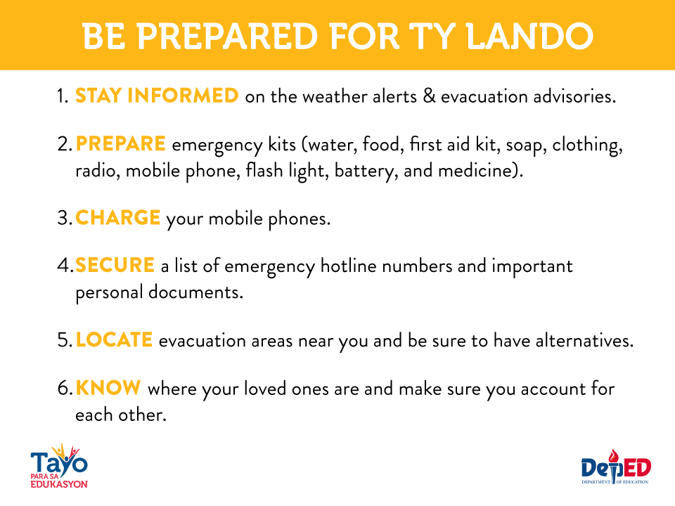 DepEd_PH's tweet photo. Be prepared for #LandoPH! Stay informed on the weather alerts and advisories. http://t.co/uSrqcYPoMD