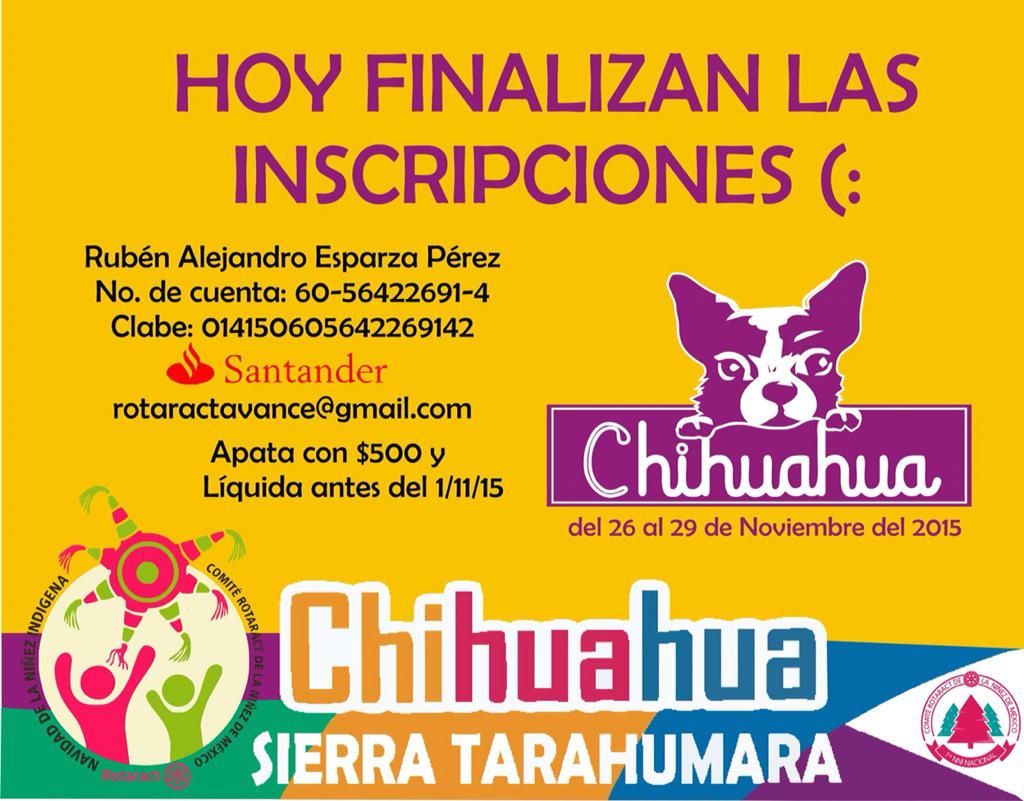 Rotaract_Mexico's tweet photo. Hoy finalizan las inscripciones.
No te quedes fuera! La sierra Tarahumara te está esperando! 
#NosVemosEnChihuahua http://t.co/aWV3pJv5oY