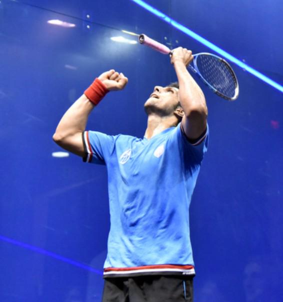 SquashSite's tweet photo. a first WS final for @mosaadsquash [6] Omar Mosaad (Egy) 3-1 [2] Nick Matthew (Eng) 11-9, 2-11, 11-5, 11-7 (65m) http://t.co/qoeVl3h78w