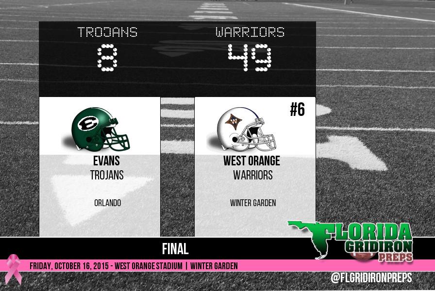#6 West Orange Warriors 49
Orlando Evans Trojans 8

FINAL -- District 8A-4

floridagridironpreps.com/game_preview.p… #FLgridiron