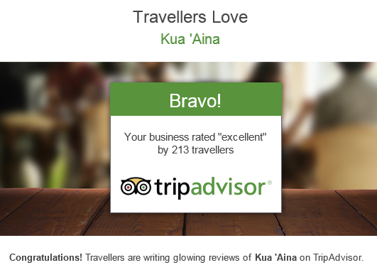 KuaAinaUK's tweet photo. Bravo to us! Mahalo to all #AlohaFan for your glowing reviews. Onto being the best #burger in the country! http://t.co/UVDv7GHCFZ