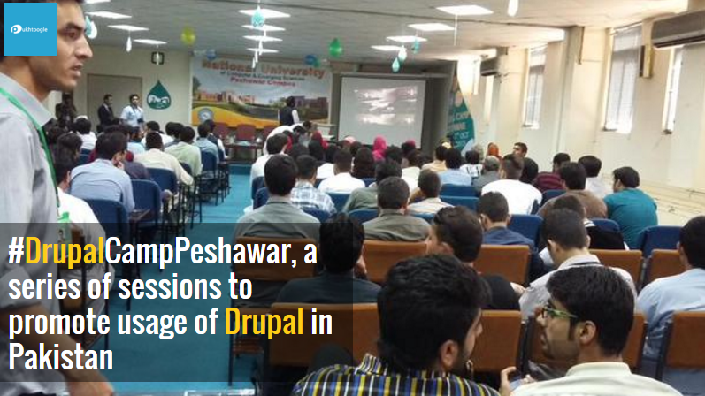 Pukhtoogle's tweet image. #drupalcamppeshawar a series of sessions to learn more about #Drupal services and benefits #Peshawar,