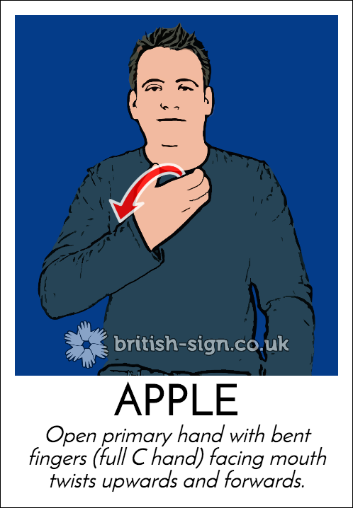 BritishSignBSL's tweet photo. Today's #BritishSignLanguage (#BSL) sign is: APPLE #AppleDay https://t.co/4xw6xBHhmN
