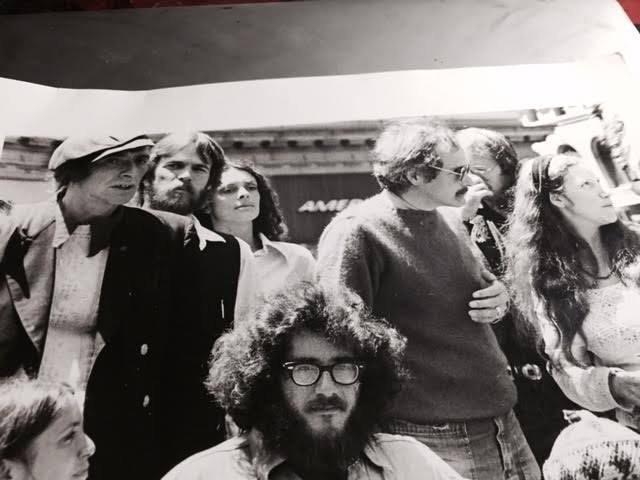 Jack Hirschman, Thomas Rain Crow, ?, David Meltzer, Diane Di Prima
Bot: Kristen Wetterhahn, Me
UNION SQUARE, SF 1975