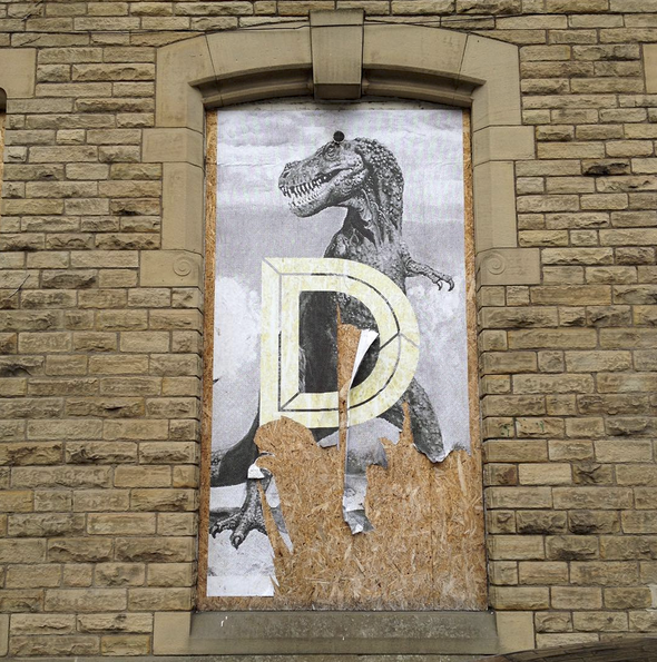 PasteUpArt's tweet photo. Dinosaur #pasteup streetart by MM design in Sheffield UK via https://t.co/S2OsbkwcTg #poster #wheatpaste #graffiti http://t.co/m0P0btwGWK