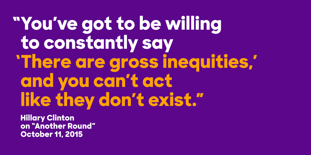 HillaryClinton's tweet photo. We can’t ignore America’s racial inequities. http://t.co/lfcpVSlzp2