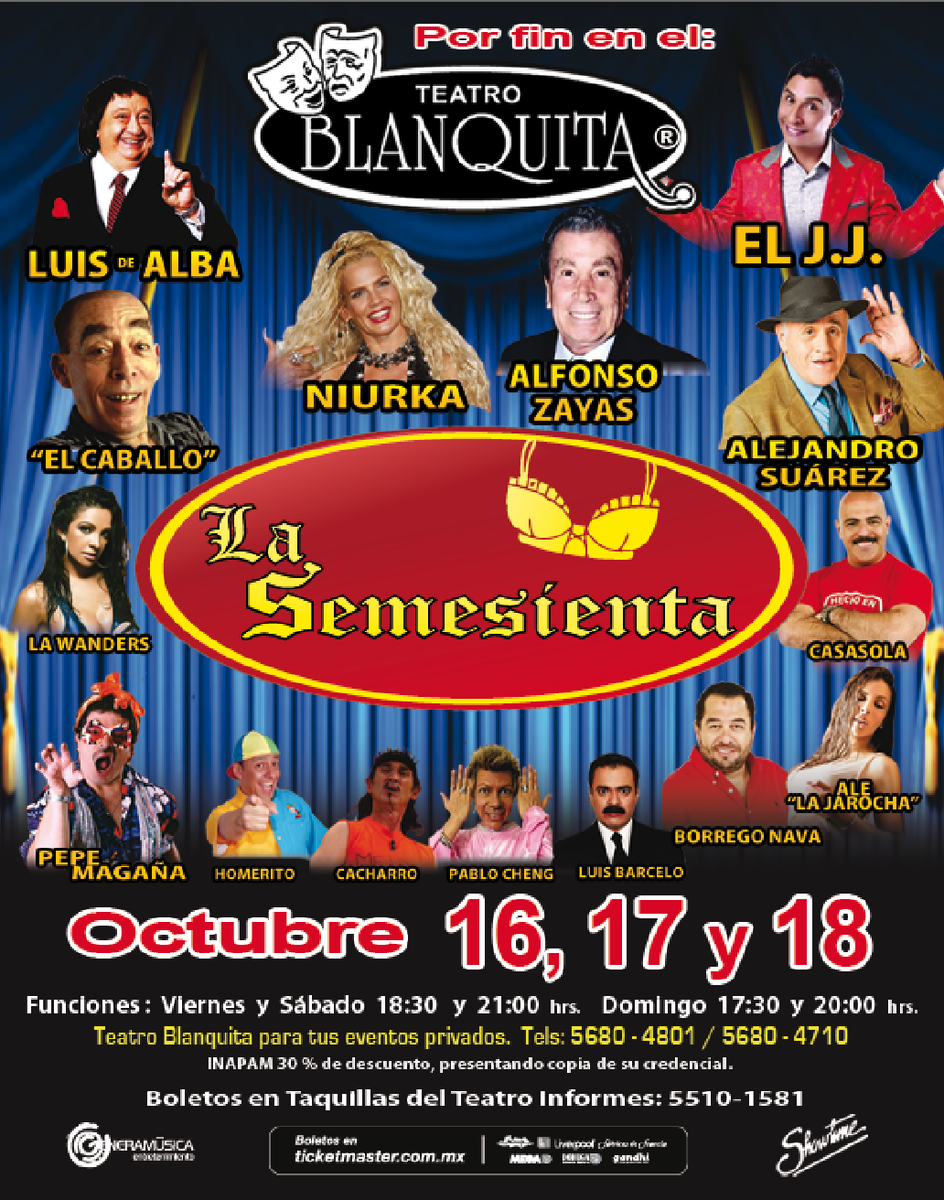 HOY HOY HOY <a href="/LaSemesienta/">La Semesienta</a>! Pref $500 Luneta Baja $400 Luneta Alta $350 Balcón $250 Galeria $200 Boletos en taquilla