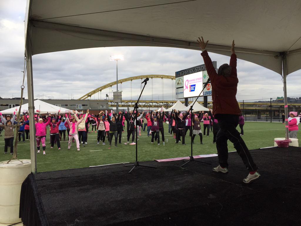 StarPittsburgh's tweet photo. Yoga action at Highmark Stadium for Making Strides Against Breast Cancer! #PghStrides http://t.co/JBupQ8rLrF