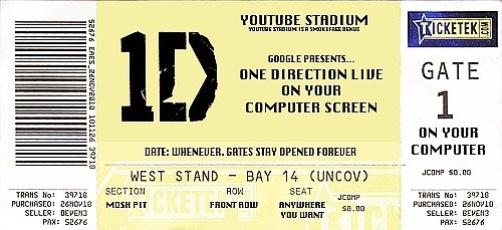 Е билет концерты. Билет на концерт one Direction. Билеты на концерт распечатать. Билет на концерт картинка. Эскиз билета на концерт.