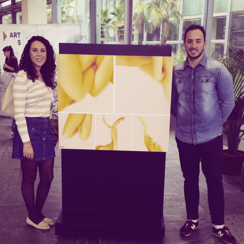 josansori's tweet photo. @Artsevilla15 #artsevilla con @LuciaPC_ y  @mj_palomo y #Esteban . Serie "Solidez fluída" basada en #tangram. http://t.co/RRkWJMLOav