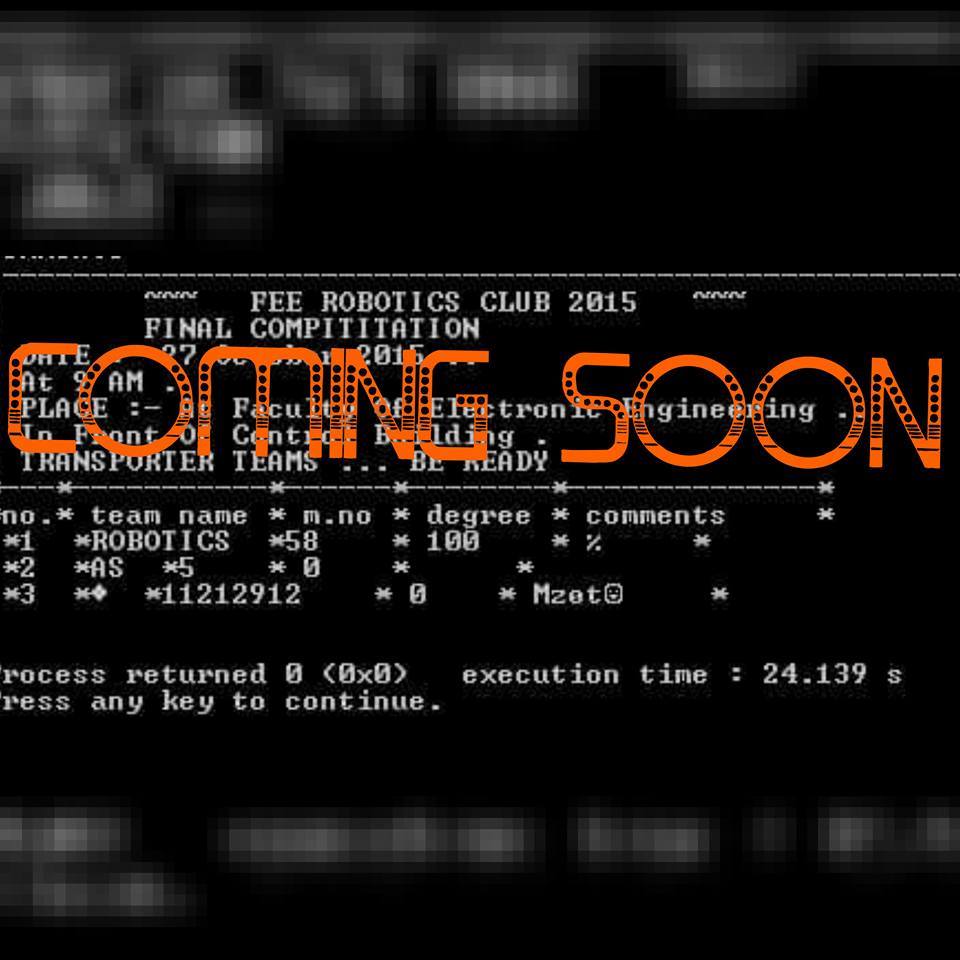 FEE_Robotics's tweet photo. Coming So0on
#FEE_ROBOTICS_CLUB ^^
#Final_Competition http://t.co/cjOkrxjvyW