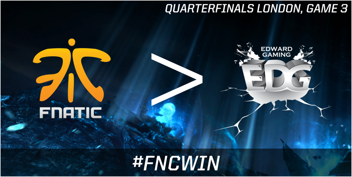 lolesports's tweet image. Fnatic complete the sweep over EDG and advance to the semifinals! #Worlds