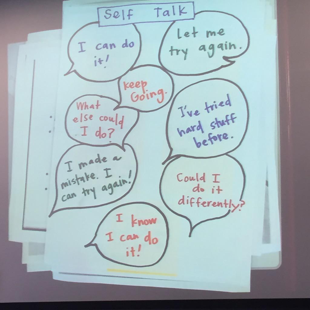 KathyA2008's tweet image. Teach kids to use self-talk as a way to keep themselves going! Thanks @ValGeschwind #TCRWP #mindsetforlearning