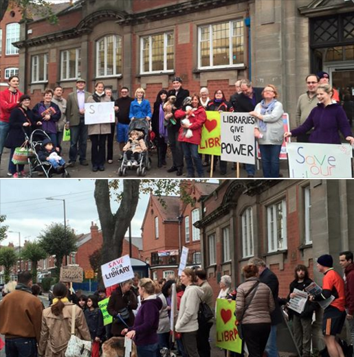 library_save's tweet photo. Protest outside #Earsldon library today #saveourlibraries #savecoventrylibraries #lovelibraries http://t.co/HaIFwAXo45