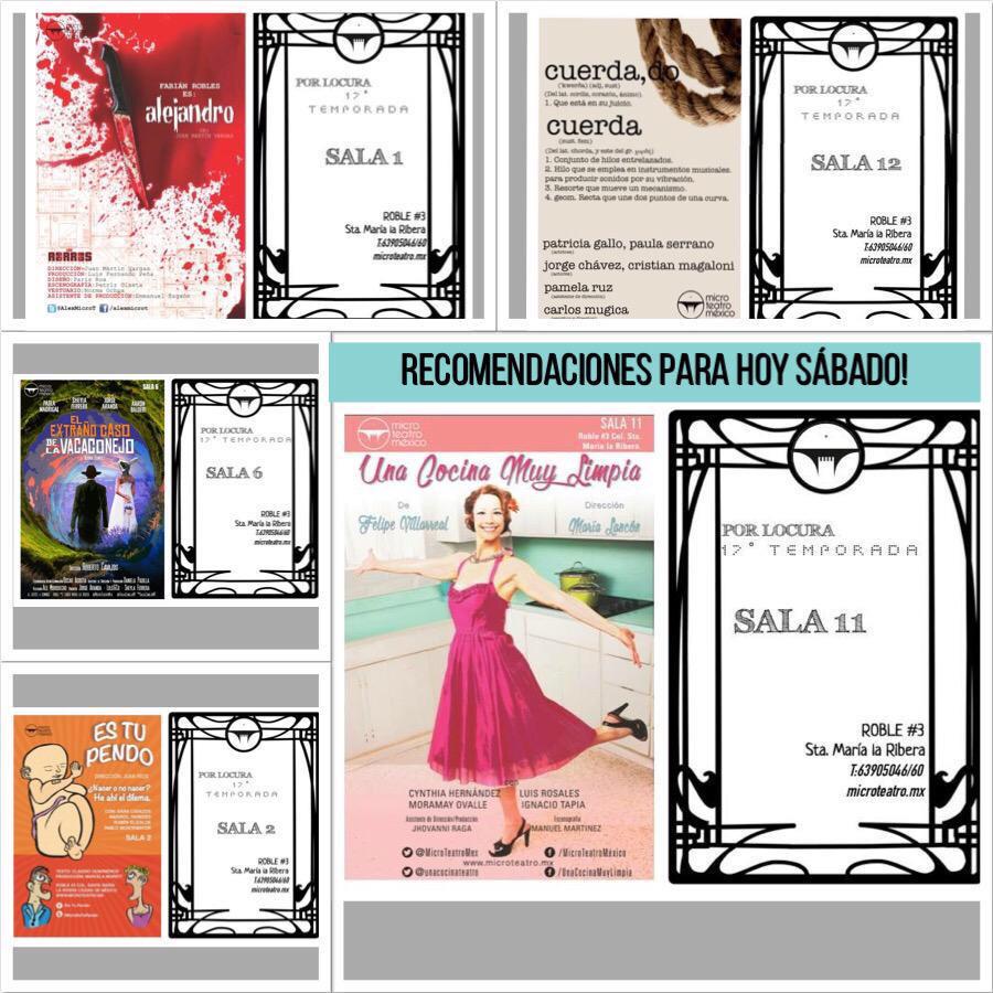 unacocinateatro's tweet image. Para hoy en @MicroTeatroMex: @AlexMicroT @CuerdaMicro @VacaConejoMT @MicroEsTuPendo @unacocinateatro #PorLocura