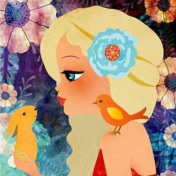 CherimoyaArt's tweet image. Flower Bohemian  Girl Illustration. #digitalart #printsforkids #illustration #kidswallart  #bohemiangrove