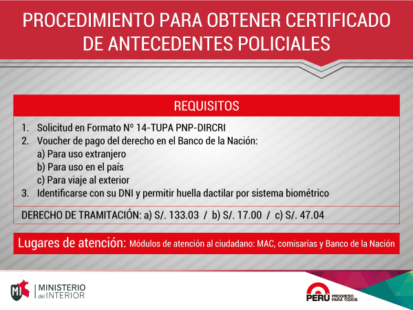 noticias_tvperu's tweet photo. #DatoMININTER MT @MininterPeru: Este es el procedimiento para solicitar el Certificado de Antecedentes Policiales. http://t.co/nU0geF0chf