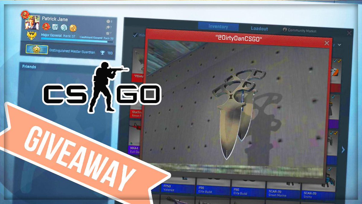 DirtyDanCSGO's tweet photo. ★ Shadow Daggers | Scorched Knife giveaway! - To Enter
1. RETWEET
2. FOLLOW
3. LIKE THIS VID https://t.co/xsJxCjkKhV http://t.co/Jft5zVD3Yr