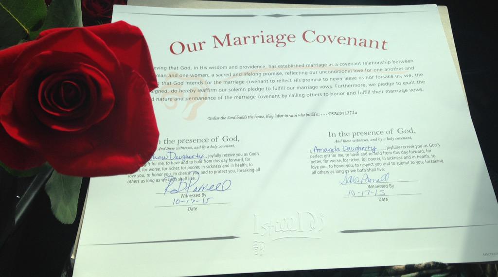 amandab26's tweet photo. #istilldoevent Our Marriage Covenant. We will treasure this forever!!! http://t.co/5fpdZxq17z