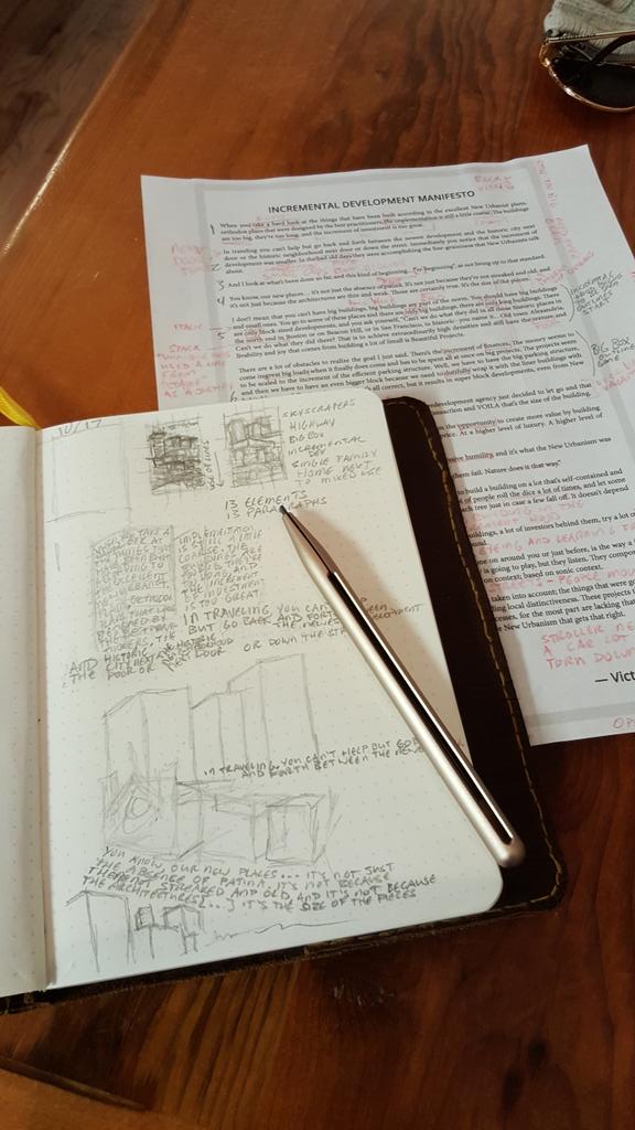 bmock's tweet image. Working on a #smalldev manifesto poster for @Ospce
Using brilliant &amp;amp; kickstarted @PenxoPencil &amp;amp; @baronfig confidant.