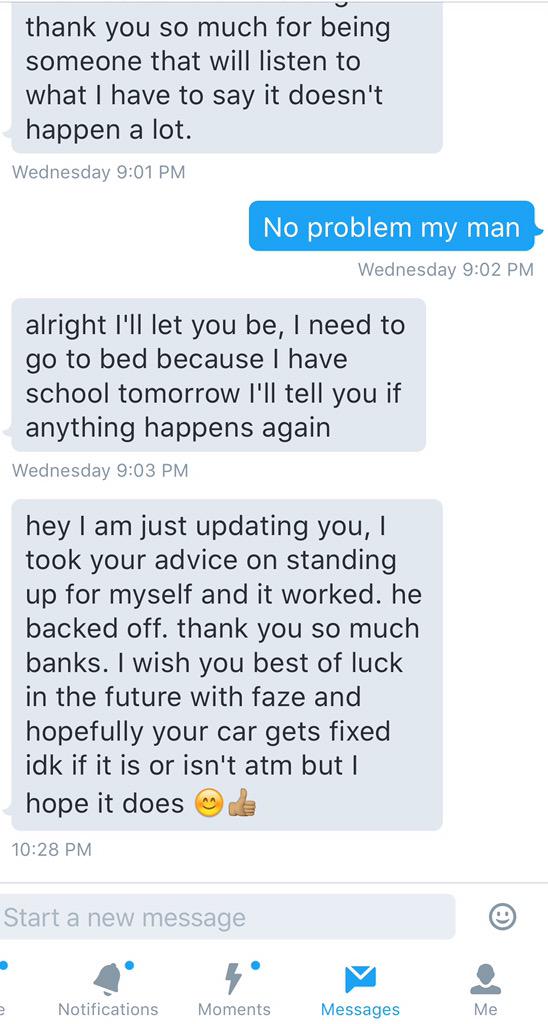 Banks's tweet image. Never be afraid to stand up for yourself, if you won't nobody will