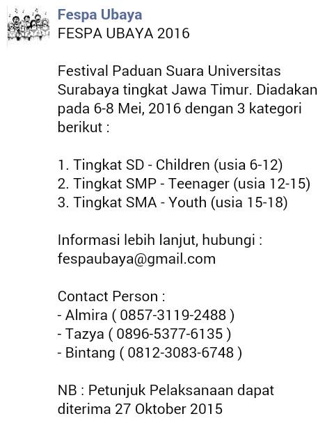 FESPA UBAYA 2016!!!!
Tandai tngglnya yah ^^
