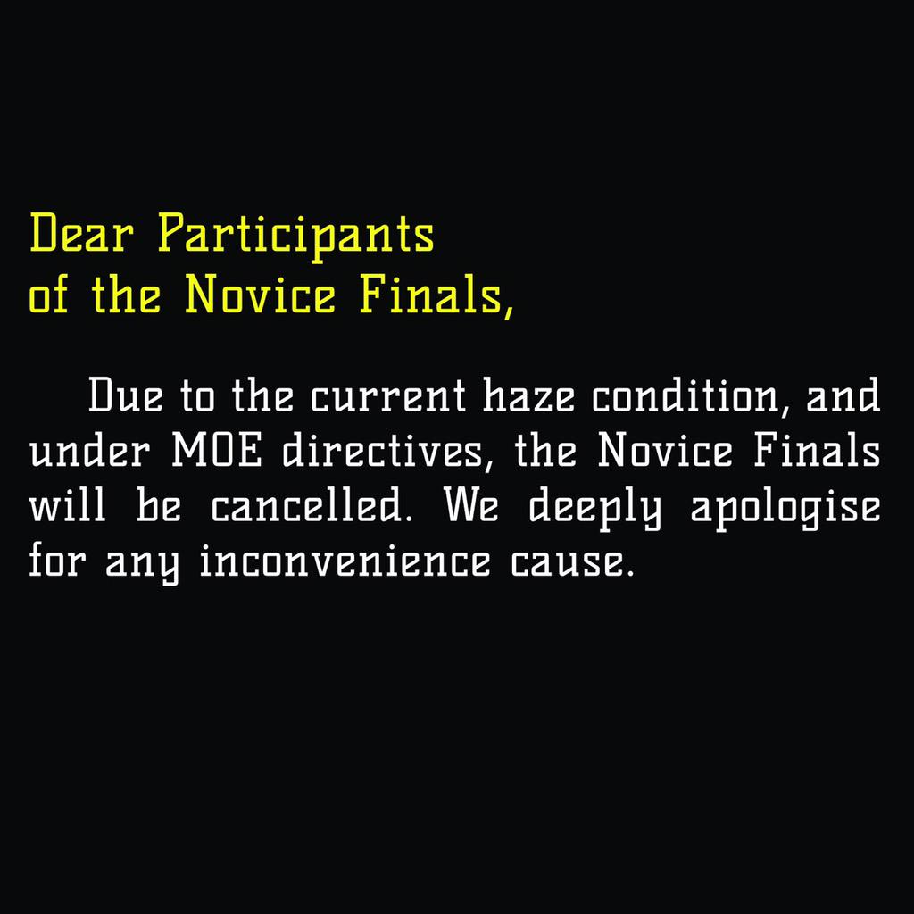 rockmaster2017's tweet photo. We're sorry that Novice Finals has to be cancelled. However, registration for Inter Finals is already open. http://t.co/fhxQiNpHcj