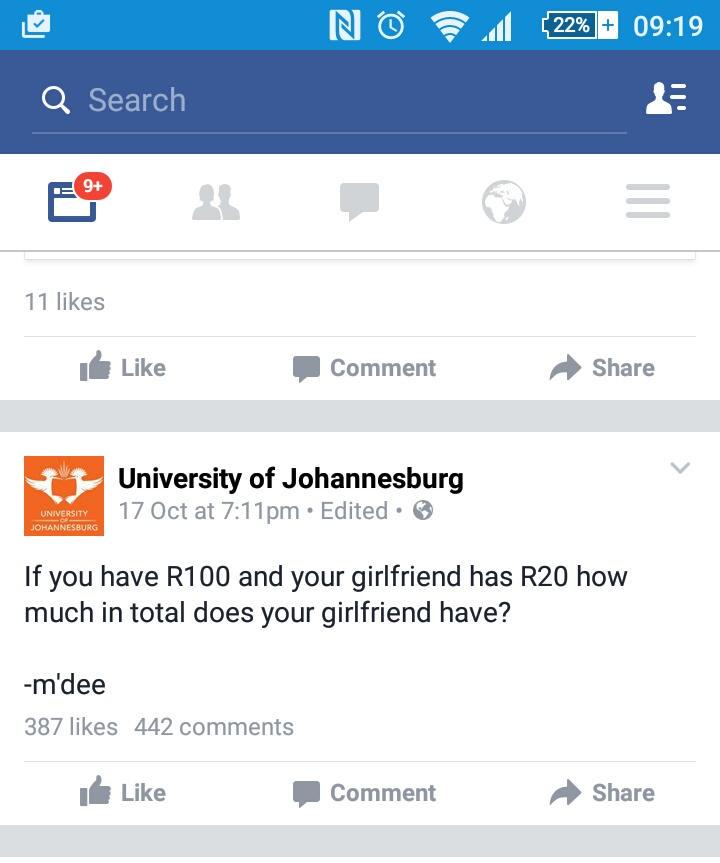 RobynHalstead's tweet photo. @go2uj @mediauj @UJAlumni @UJLibrary Have you seen the sexism happening on FB? It's disturbing &amp; offensive. http://t.co/o1zzdnzIgB