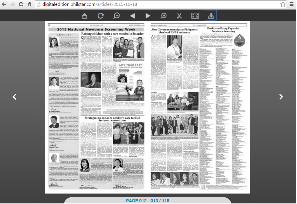 vylhphilippines's tweet photo. Check the @PhilippineStar digital edition for the #NBSWeek #ENBSph spread. http://t.co/HfZrnNQIrA @newbornscreenph http://t.co/FEhskGWCrj