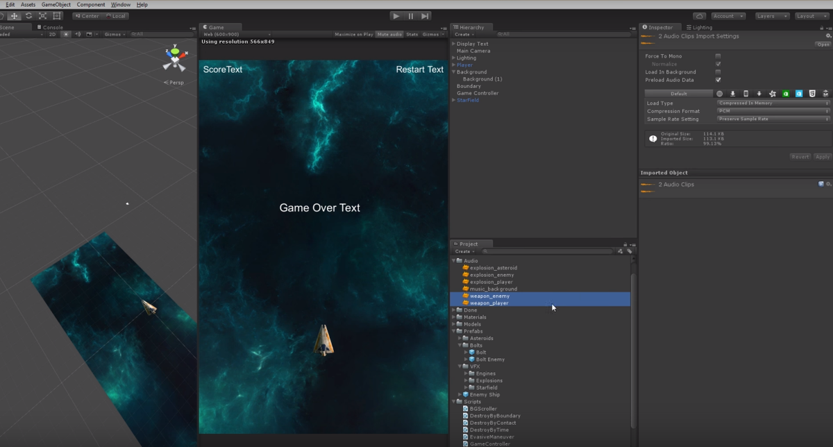 unity space shooter