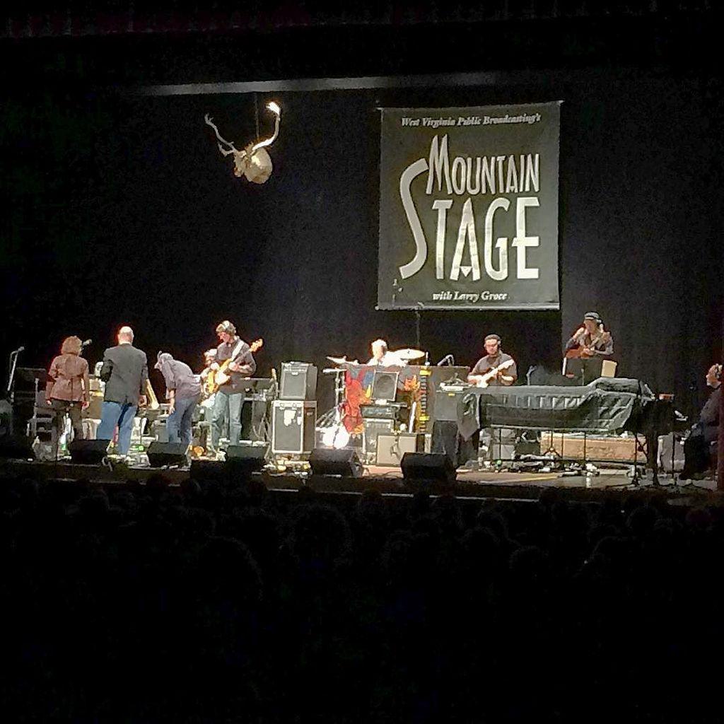 MountainStage's tweet image. There is a giant stuffed caribou head hanging over the stage tonight. It&apos;s a long story, b… ift.tt/1XdARi2