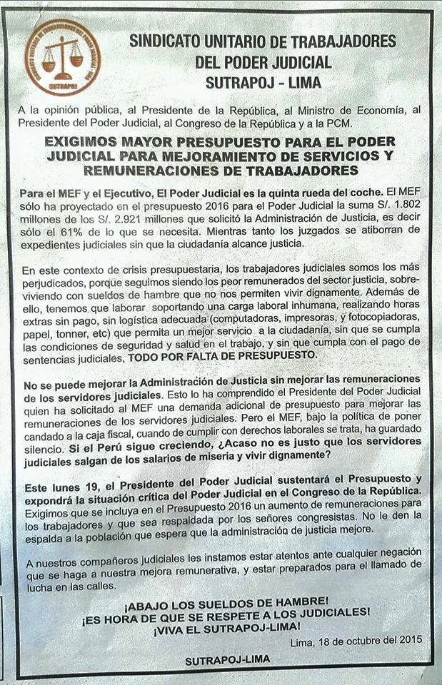 SutrapojLima's tweet photo. Más presupuesto para servicios del PJ y remuneraciones de servidores judiciales! @Ollanta_HumalaT @luisiberico http://t.co/jGaW2Dxk5c