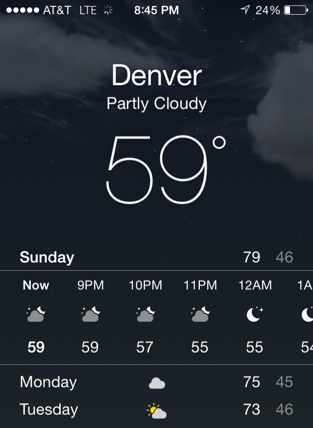 Rockies's tweet photo. @mrstapleton It's a beautiful evening, though, and was 70s today! #FallInCO http://t.co/PQZU3gA0Xn