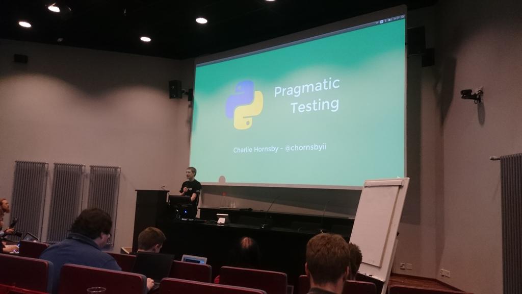 shockd's tweet photo. Pragmatic Testing in #pyconfi. Time to see and learn something! http://t.co/nYnaEUwNJK