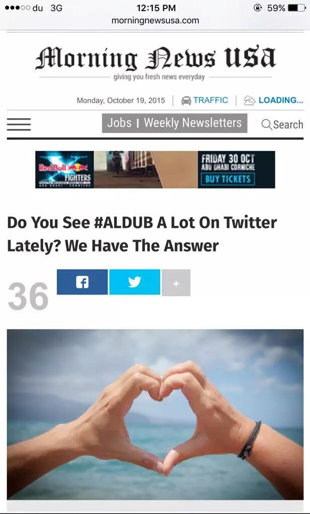 emzelf's tweet photo. AlDub Featured in "Morning News USA".
Kau na @mainedcm @aldenrichards02  Grabe Kau! @EatBulaga 
#ALDUBRoadToForever http://t.co/RTJGuB3M4y