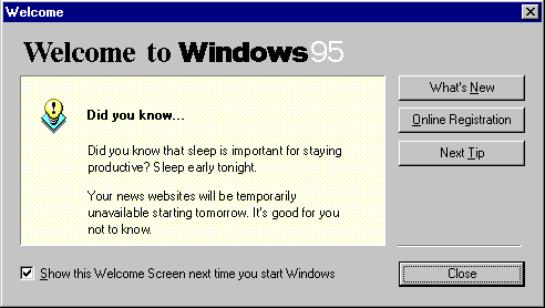Windows95Tips's tweet image. Did you know that sleep is important for staying productive?