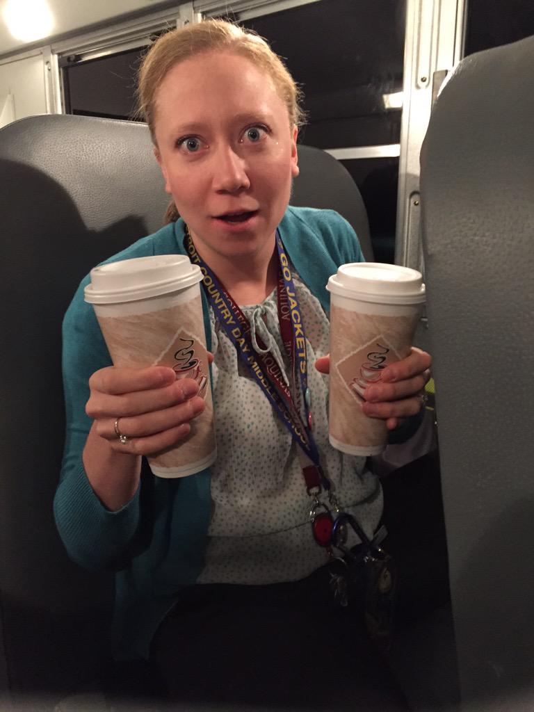 sarekitchen's tweet photo. @DCDSchool on our way to @AIMSMichigan for the #AIMS2015 conference. @jcay98 early morning = extra caffeine ☕️☕️ http://t.co/F4Srf2T3ZO