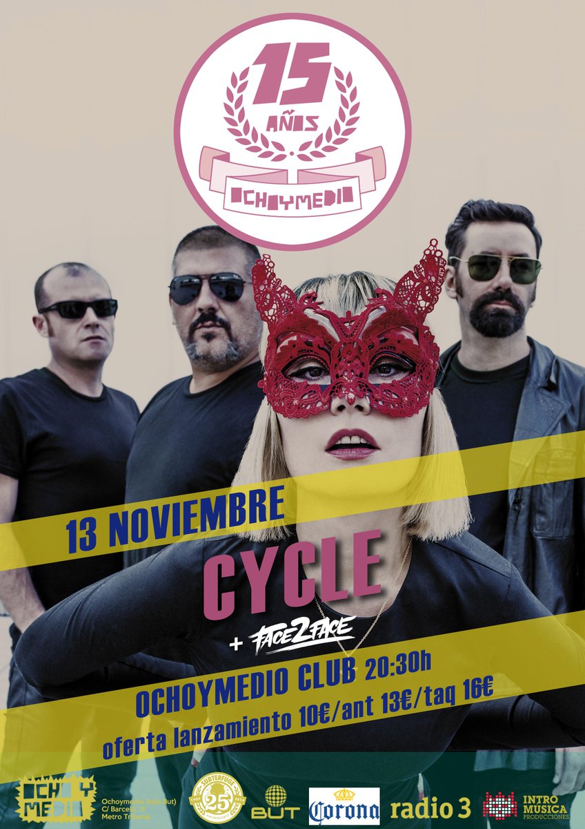 thisisface2face's tweet photo. El próximo Viernes 13 de Noviembre @thisisface2face estaremos abriendo para @CYCLEROCK en @ochoymedioclub de Madrid! http://t.co/yUmVboj3Zq