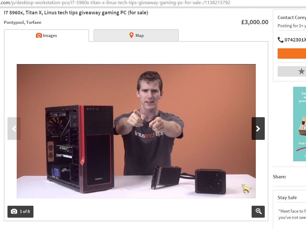 Smymio's tweet photo. @LinusTech @lukelafr Just searching for some secondhand hardware... Giant kick in the balls to LTT fans everywhere. http://t.co/bu66cIJnVY