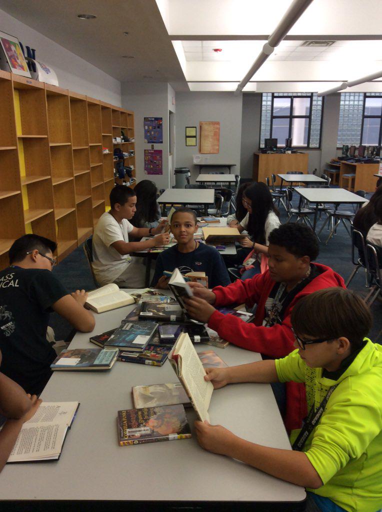 Starting a week of Book Speed Dating with the 7th grade at Barnett.