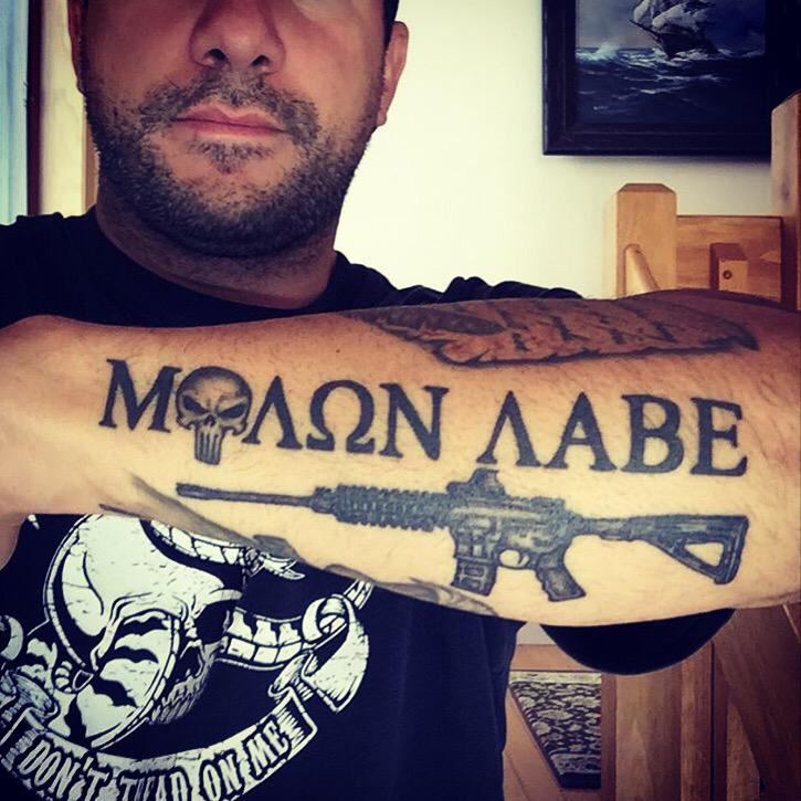 Molon Labe done by Issac at Lady Luck Tattoo PDX OR  rtattoos